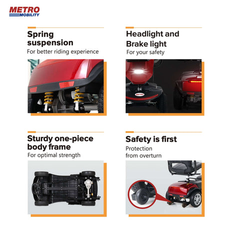 Metro Mobility Patriot 4-Wheel Travel Mobility Scooter - Close-up View of the Features