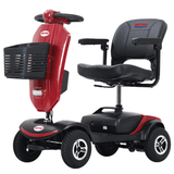 Red Metro Mobility Patriot 4-Wheel Travel Mobility Scooter - Angled View