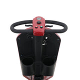 Red Metro Mobility Patriot 4-Wheel Travel Mobility Scooter - Tiller Close-up View