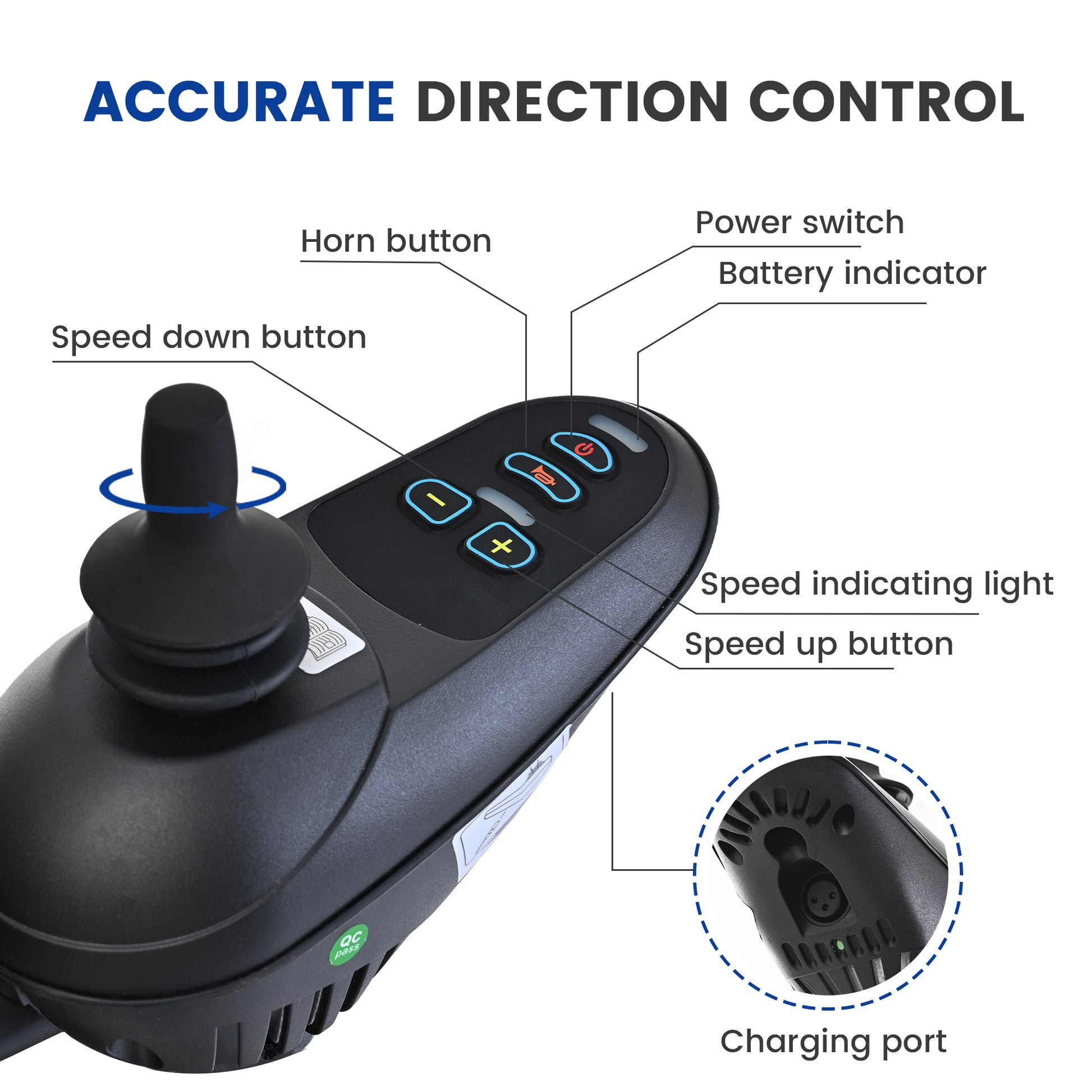 Silver Black Metro Mobility iTravel Plus Power Wheelchair - Joystick Display