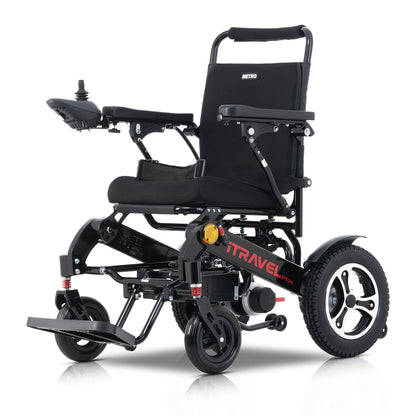 Black Metro Mobility iTravel Plus Power Wheelchair - Angled View