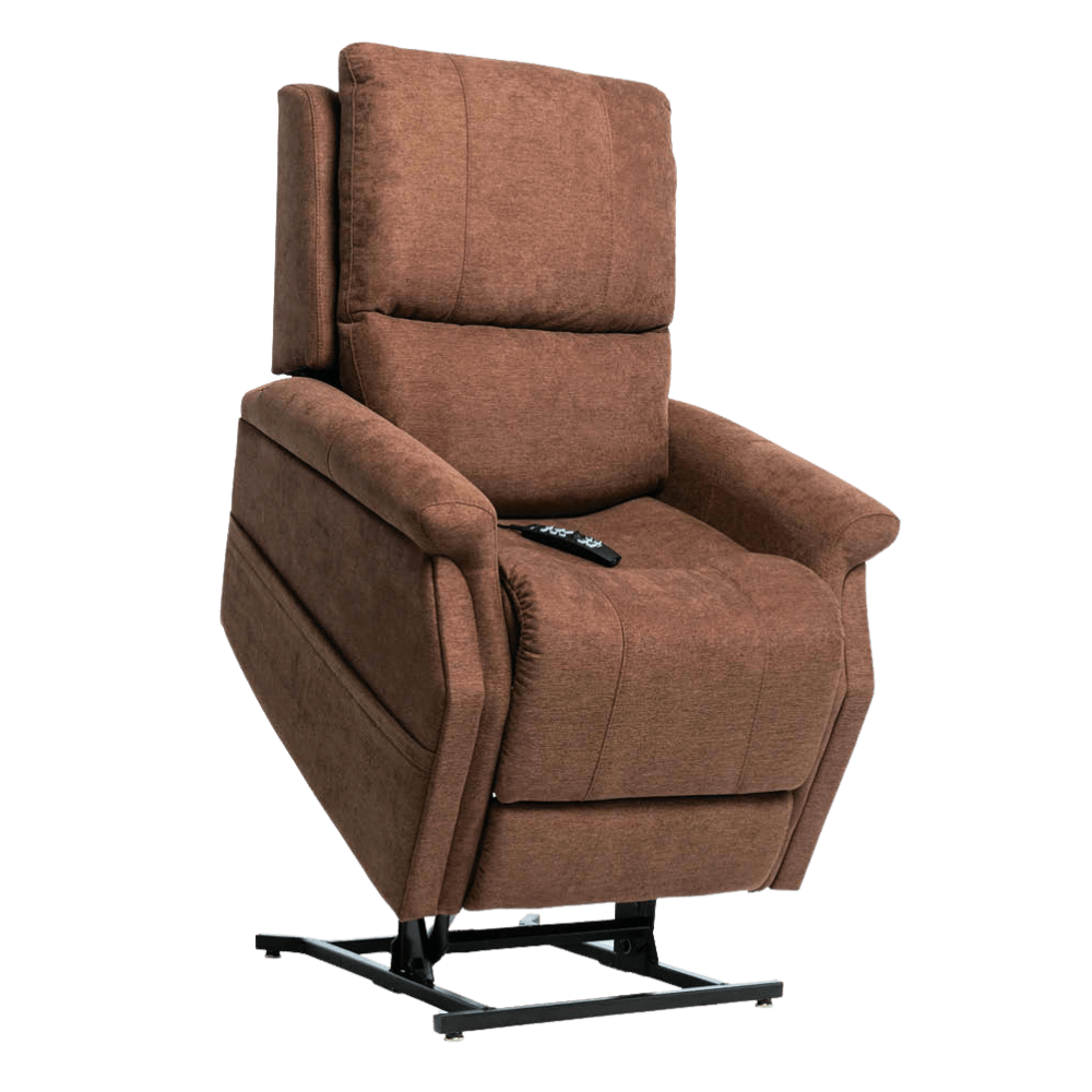 Partially Lifted Saville Brown Pride Mobility Vivalift Metro 2 PLR-925 Lift Chair