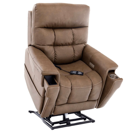 Partially Lifted Cappuccino Color Pride Mobility VivaLift Ultra PLR-4955 Power Lift Chair