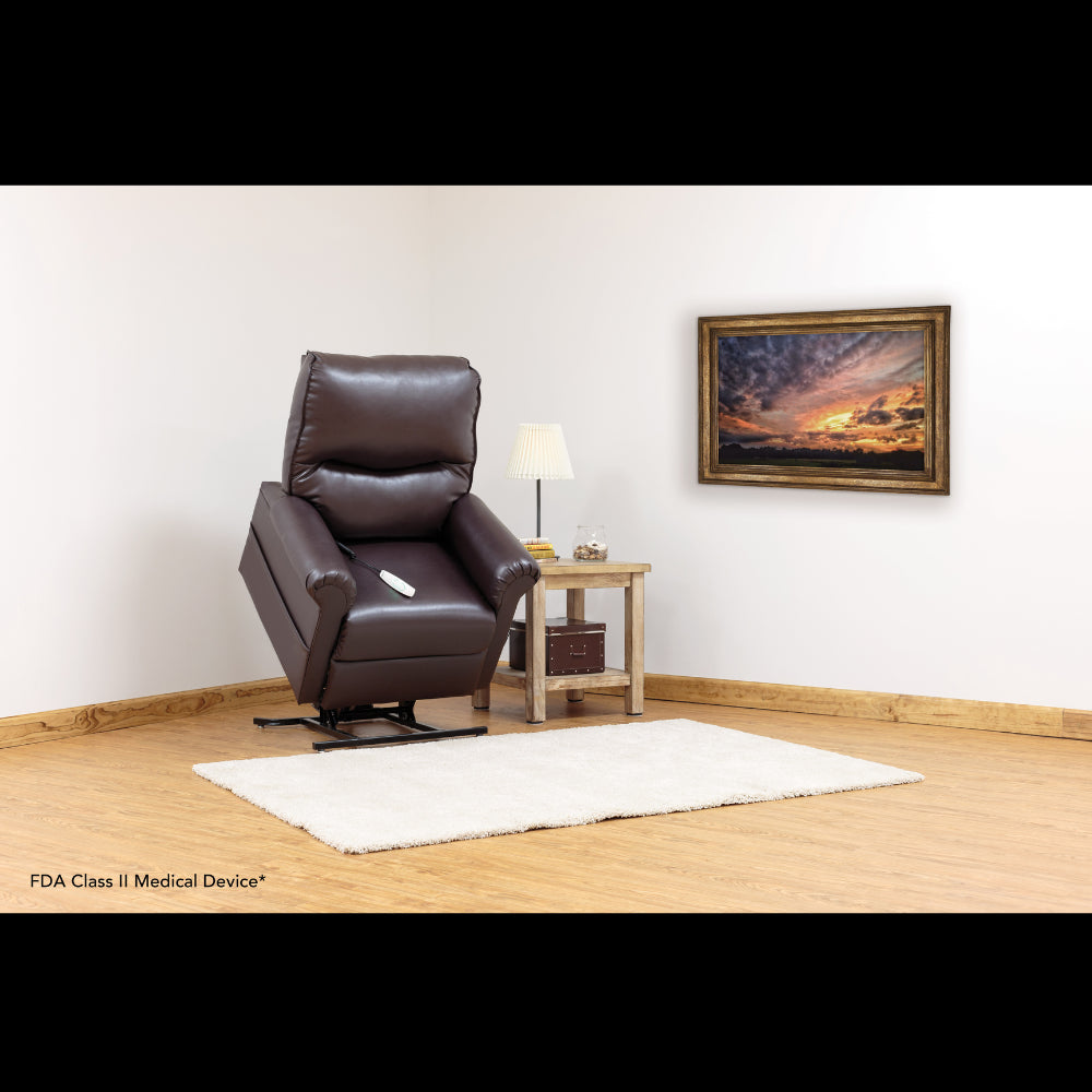 Partially Lifted Lexis Urethane Chestnut Pride Mobility LC-105 Essential Power Lift Chair