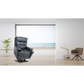 Partially Lifted Slate Color Pride Mobility VivaLift Ultra PLR-4955 Power Lift Chair in a Cozy Room