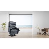 Partially Lifted Slate Color Pride Mobility VivaLift Ultra PLR-4955 Power Lift Chair in a Cozy Room