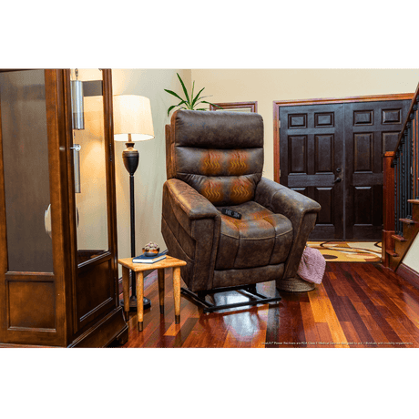 Partially Lifted VivaLift Radiance Power Lift Chair PLR-3955 in a Cozy Room