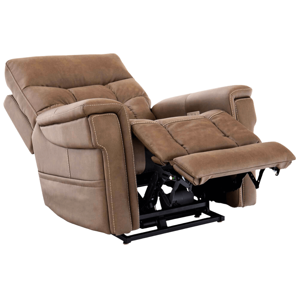 Partially Reclined Cappuccino Color Pride Mobility VivaLift Ultra PLR-4955 Power Lift Chair with Extended Footrest