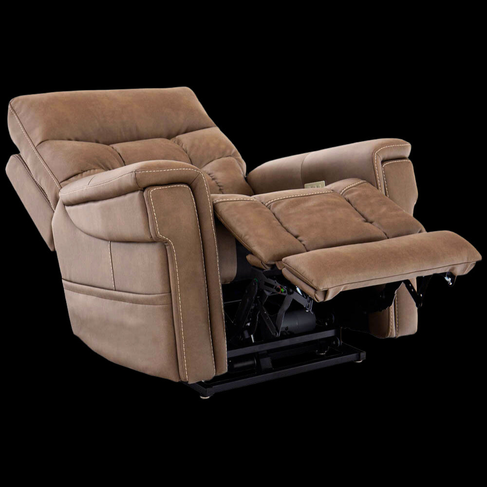 Partially Reclined Cappuccino Color Pride Mobility VivaLift Ultra PLR-4955 Power Lift Chair with Extended Footrest