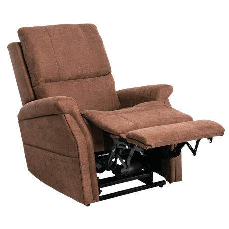 Partially Reclined Saville Brown Pride Mobility Vivalift Metro 2 PLR-925 Lift Chair Extended Footrest