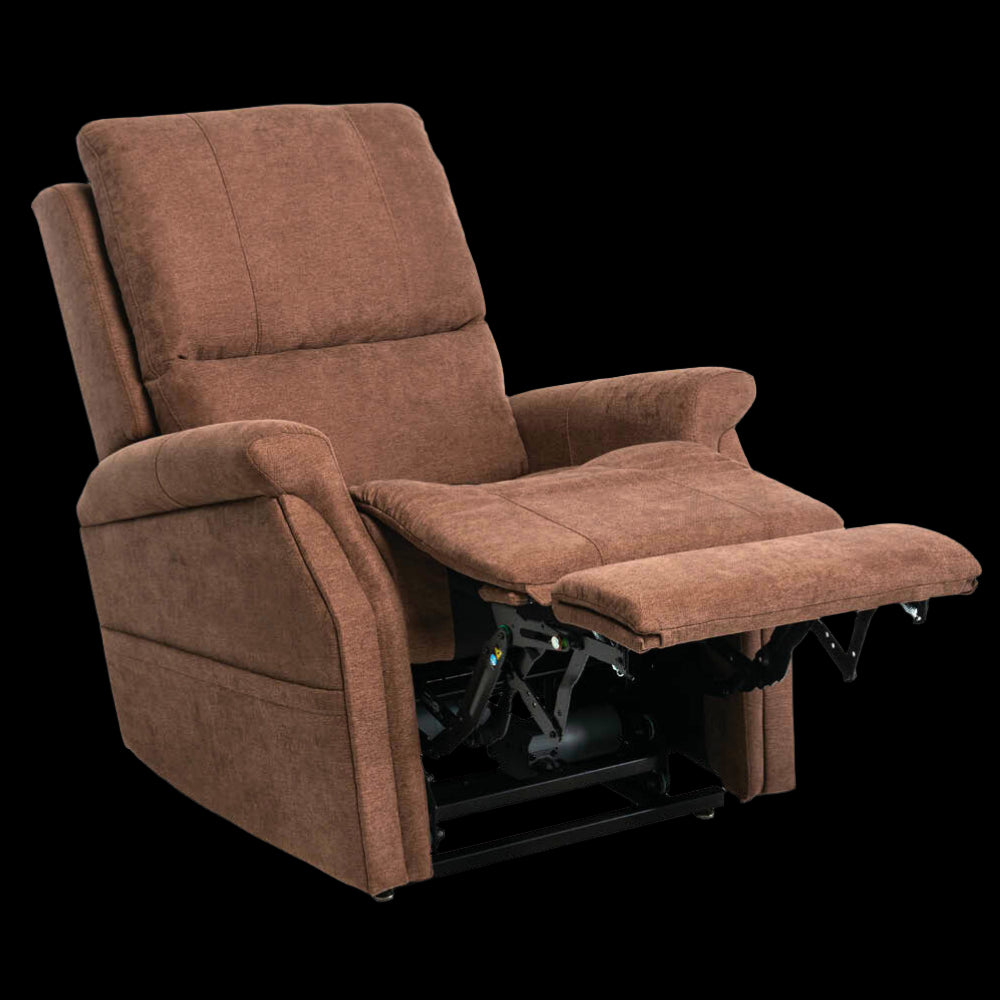 Partially Reclined Saville Brown Pride Mobility Vivalift Metro 2 PLR-925 Lift Chair Extended Footrest