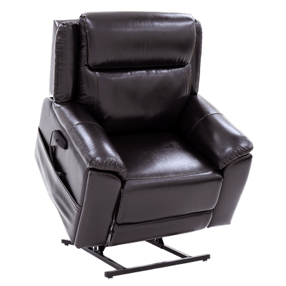 Chestnut Color Pride Sitting Pretty Lift Chair Evolution LC-435 - Lifted Position - Angled View