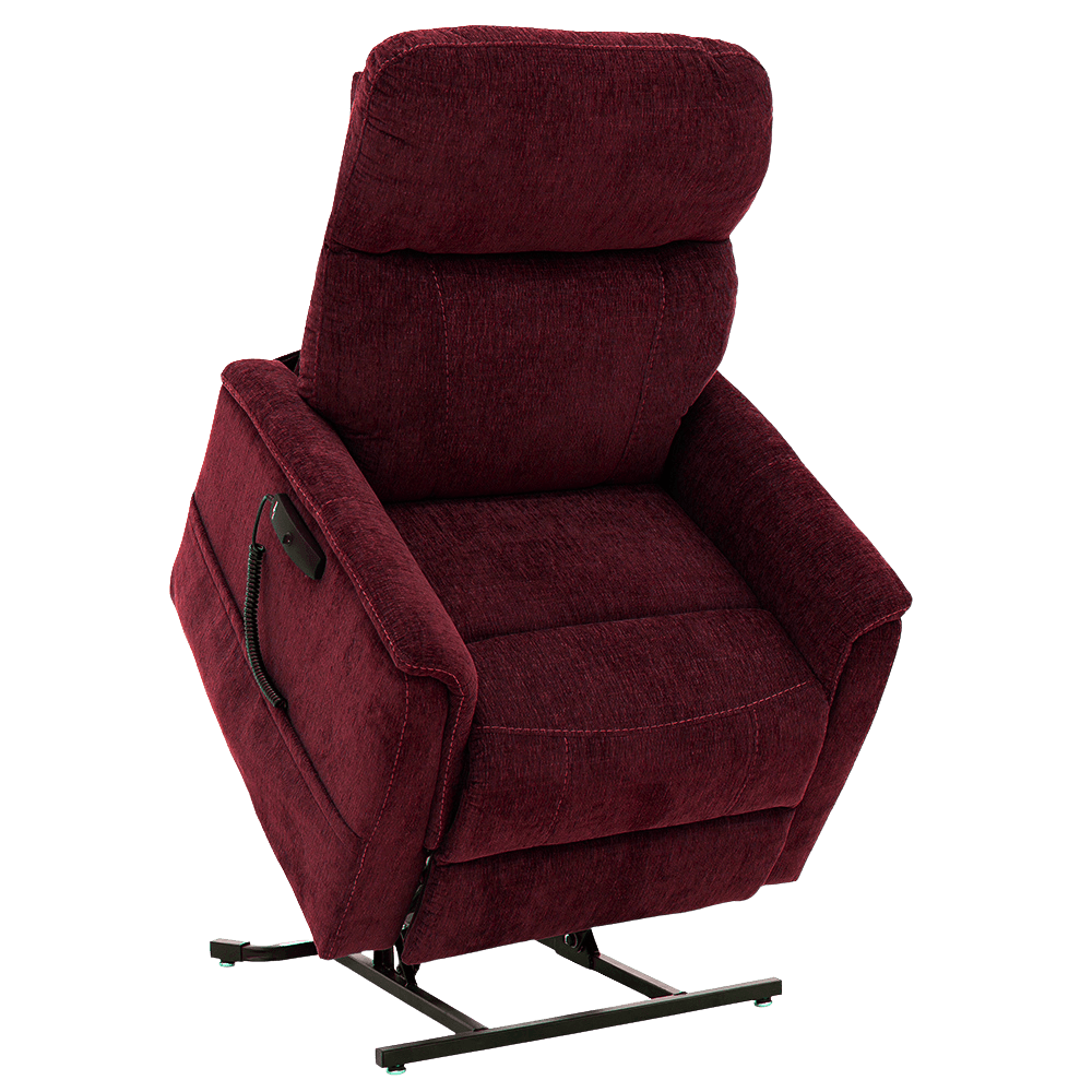 Cabernet Color Pride Sitting Pretty Lift Chair Genesis LC-150 - Lifted Position - Angled View