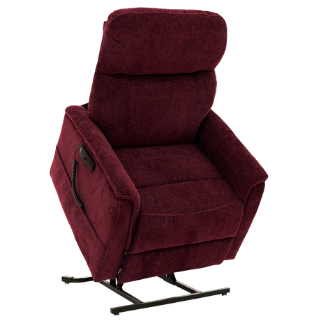 Cabernet Color Pride Sitting Pretty Lift Chair Genesis LC-150 - Lifted Position - Angled View