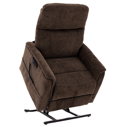 Latte Color Pride Sitting Pretty Lift Chair Genesis LC-150 - Lifted Position - Angled View