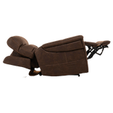 Reclined Badlands Walnut VivaLift Radiance Power Lift Chair PLR-3955 with Extended Leg Rest and Partially Lifted Headrest
