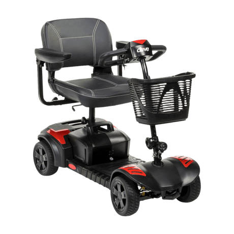 Red Drive Medical Phoenix LT 4-Wheel Travel Scooter Angled Front View