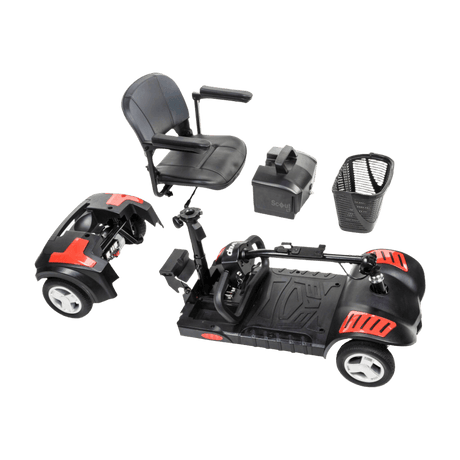 Red Drive Medical Scout LT 4-Wheel Compact Travel Power Scooter Disassembled Parts 