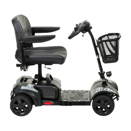 Silver Drive Medical Phoenix LT 4-Wheel Travel Scooter Side View