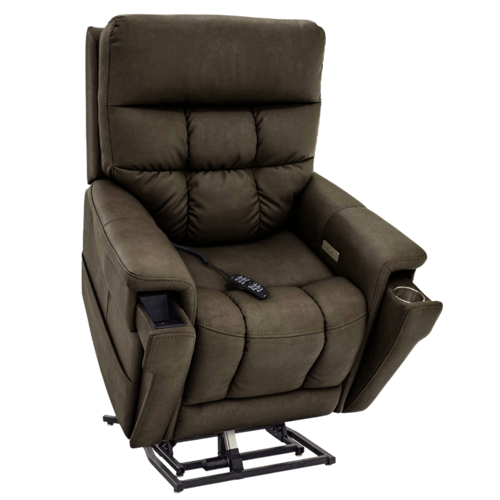 Partially Lifted Smoke Color Pride Mobility VivaLift Ultra PLR-4955 Power Lift Chair