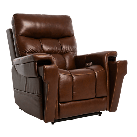Sorrento Coffee Leather Pride Mobility VivaLift Ultra PLR-4955 Power Lift Chair Angled View