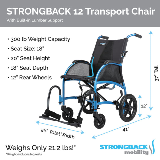 Strongback Mobility Strongback 12 1003 Transport Chair-My Perfect Scooter