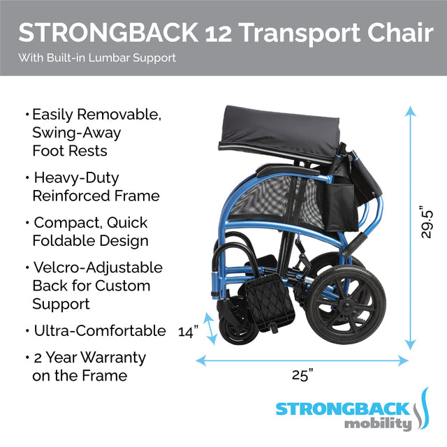 Strongback Mobility Strongback 12 1003 Transport Chair-My Perfect Scooter