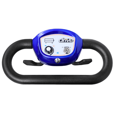 Top View of Control Panel on Drive Medical Zoome Auto-Flex Folding Travel Scooter