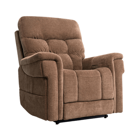 Trento Brown Pride Mobility VivaLift Ultra PLR-4955 Power Lift Chair Angled View