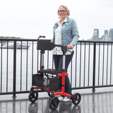 Red Triumph Mobility Escape Adjustable Rollator - Lady using the Rollator