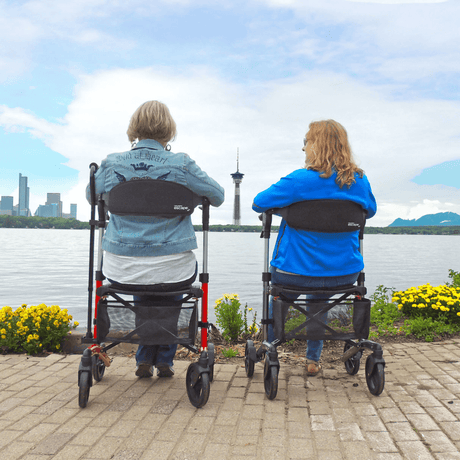 Triumph Mobility Escape Adjustable Rollator being used by two people