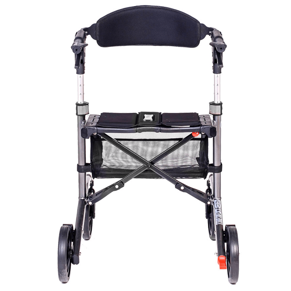 Gray Triumph Mobility Escape Adjustable Rollator - Rear View