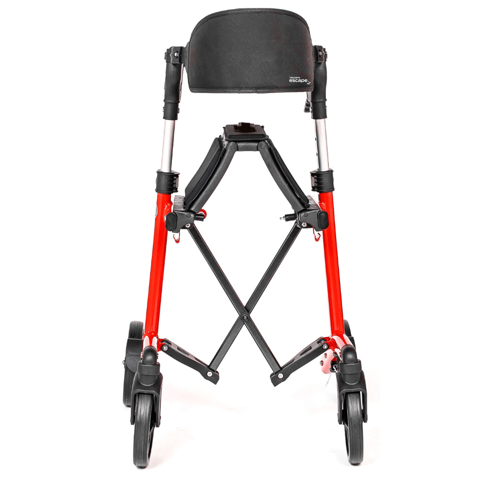Red Triumph Mobility Escape Adjustable Rollator Slightly Folded