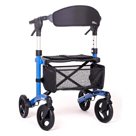 Blue Triumph Mobility Escape Adjustable Rollator With Basket - Front View