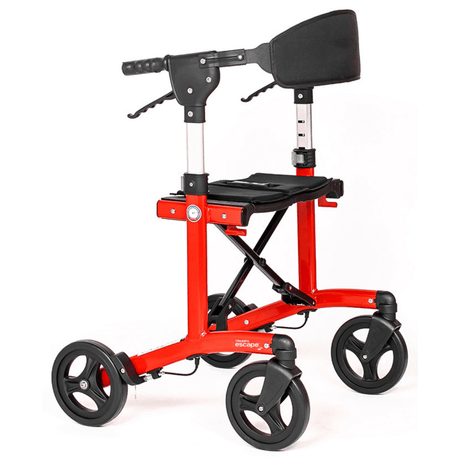 Red Triumph Mobility Escape Adjustable Rollator - Side View