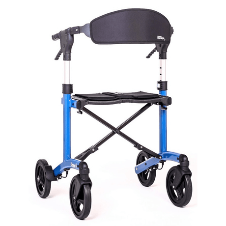 Blue Triumph Mobility Escape Adjustable Rollator - Front View