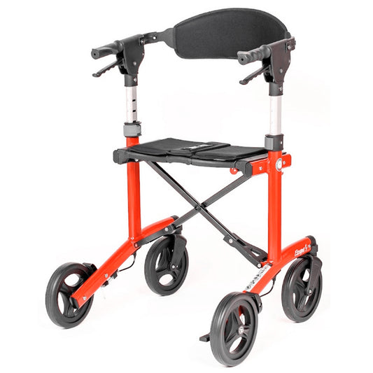 Red Triumph Mobility Escape Adjustable Rollator - Angled View