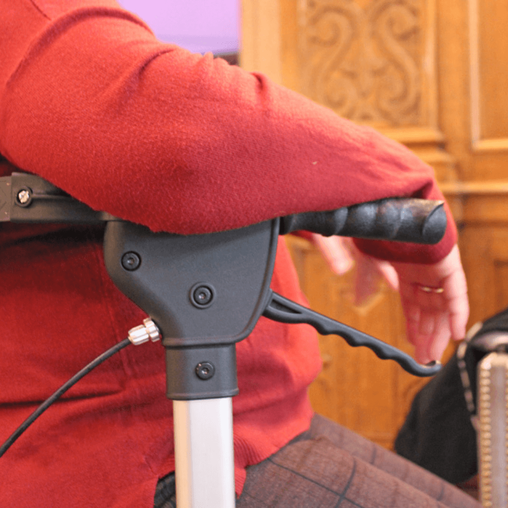 Triumph Mobility Escape Mini Compact Folding Rollator - Armrest Close-up View