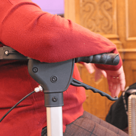 Triumph Mobility Escape Mini Compact Folding Rollator - Armrest Close-up View