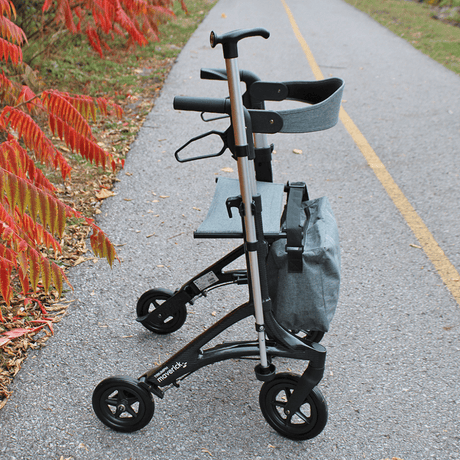 Triumph Mobility Maverick Carbon Fibre Rollator with Bag - Side View