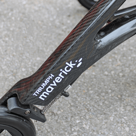 Triumph Mobility Maverick Carbon Fibre Rollator - Close-up View of the Logo
