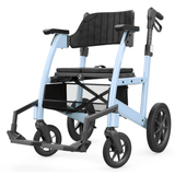 Sky Blue Color Triumph Mobility Prestige All-in-one Rollator and Transport Chair with Foot Plate - Angled View