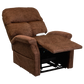 Walnut Color Pride Mobility Essential LC-250 Power Lift Chair with Extended Footrest Angled View