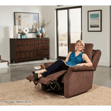 A Woman Relaxing In a Fully Reclined Saville Brown Pride Mobility Vivalift Metro 2 PLR-925 Lift Chair